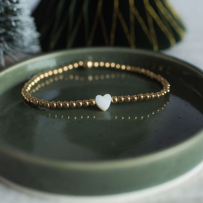 heart shell bead aimee bracelet