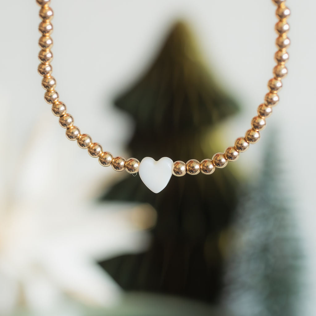 bracelet with heart shaped bead gold filled